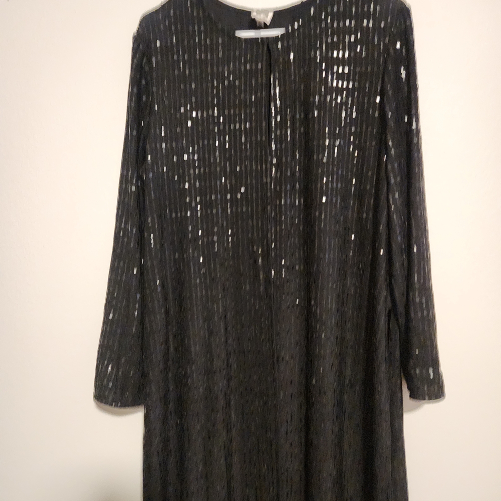 Anne Klein Black Sequin Duster Cover Top XL Elegant Evening Layer - Picture 3 of 8